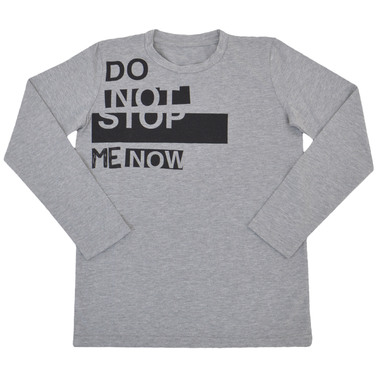 Блуза "Do not stop me now" с дълъг ръкав сив меланж