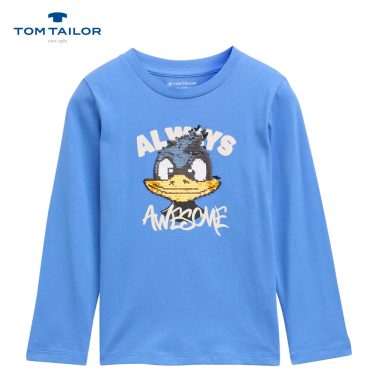 Детска блуза с пайети и принт Tom Tailor - "ALWAYS AWESOME"